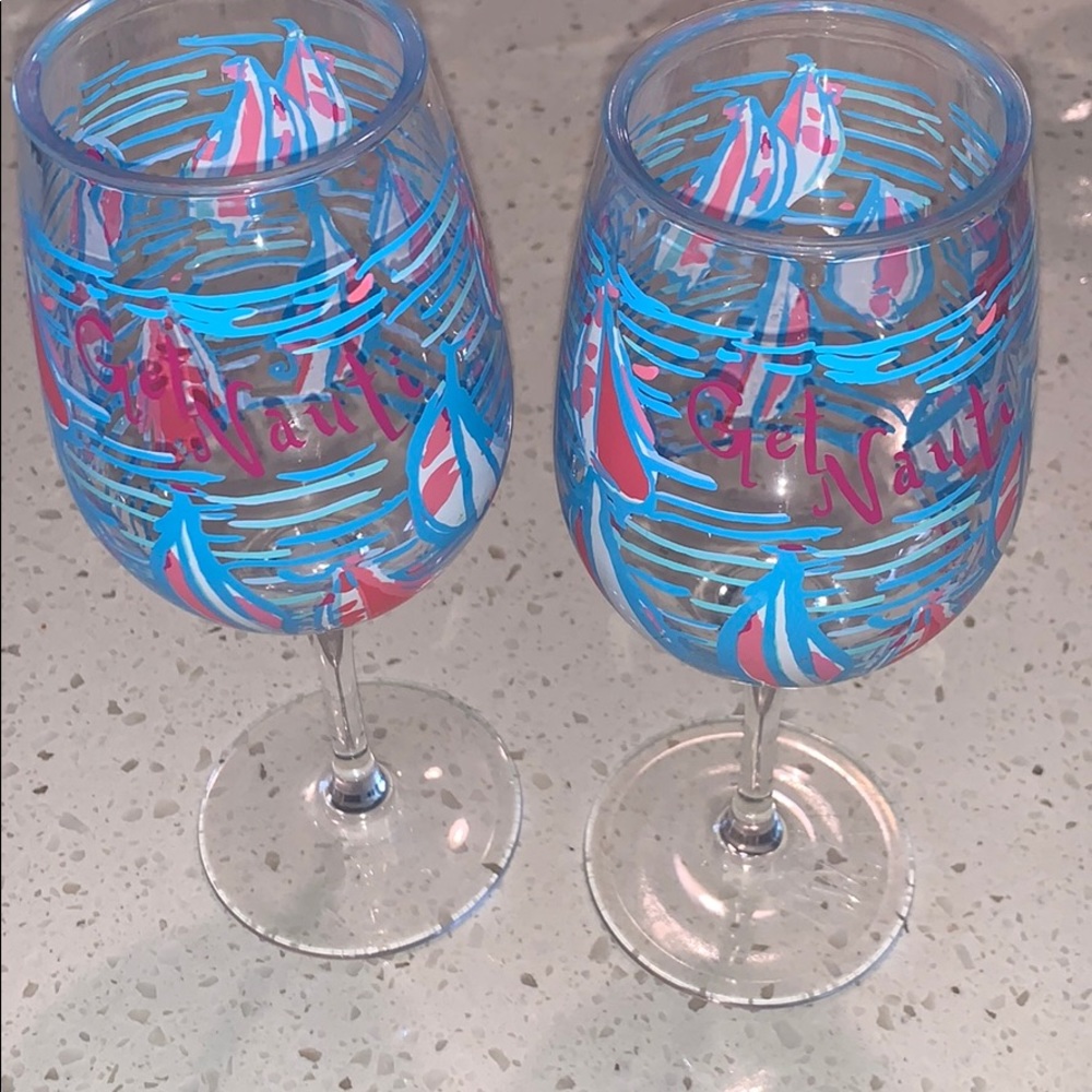 Acrylic Lilly Pulitzer wine glasses with stem